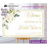 Ivory Roses Bridal Shower Welcome sign,Bridal Shower welcome sign,(123)